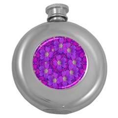 Fantasy Flowers In Paradise Calm Style Round Hip Flask (5 Oz) by pepitasart