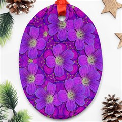 Fantasy Flowers In Paradise Calm Style Oval Ornament (two Sides) by pepitasart