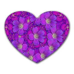 Fantasy Flowers In Paradise Calm Style Heart Mousepads by pepitasart