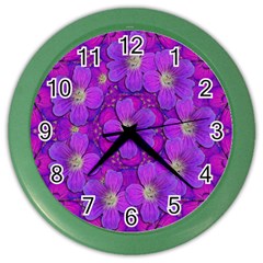 Fantasy Flowers In Paradise Calm Style Color Wall Clock by pepitasart