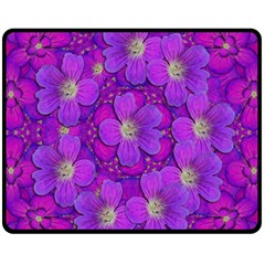 Fantasy Flowers In Paradise Calm Style Fleece Blanket (medium)  by pepitasart