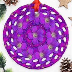 Fantasy Flowers In Paradise Calm Style Ornament (round Filigree) by pepitasart