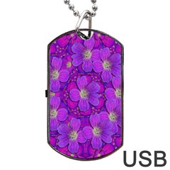 Fantasy Flowers In Paradise Calm Style Dog Tag Usb Flash (two Sides) by pepitasart