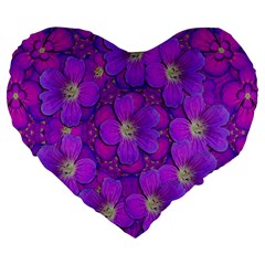 Fantasy Flowers In Paradise Calm Style Large 19  Premium Flano Heart Shape Cushions by pepitasart