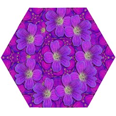 Fantasy Flowers In Paradise Calm Style Wooden Puzzle Hexagon by pepitasart