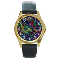 Brain Melt Round Gold Metal Watch by MRNStudios