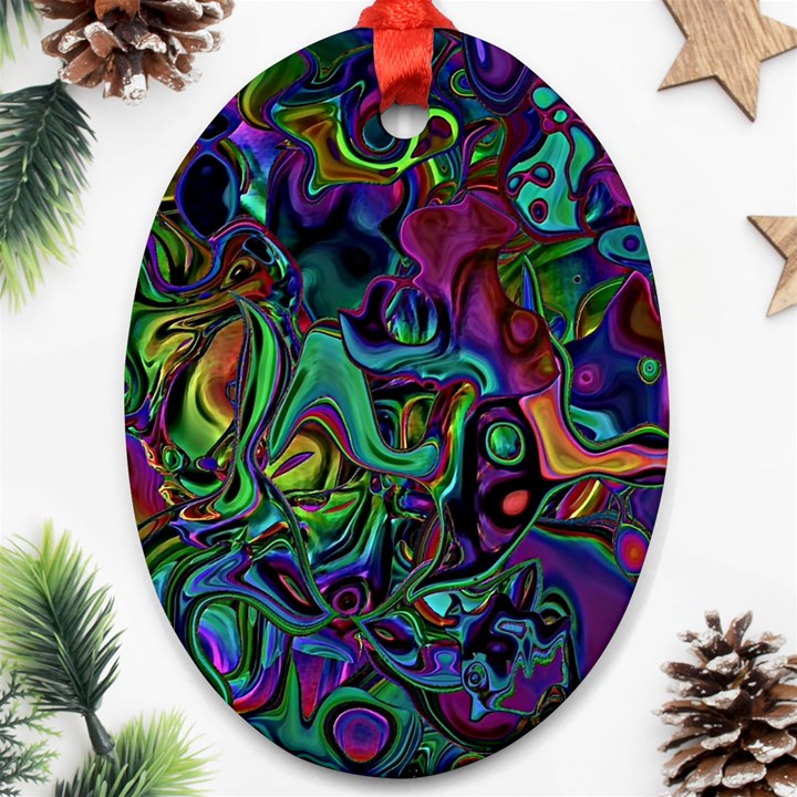 Brain Melt Oval Ornament (Two Sides)