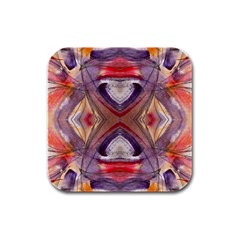 Abstract Petals Symmetry Rubber Square Coaster (4 Pack)  by kaleidomarblingart