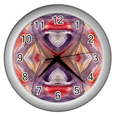 Abstract Petals Symmetry Wall Clock (silver) by kaleidomarblingart