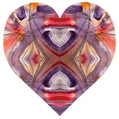 Abstract Petals Symmetry Wooden Puzzle Heart by kaleidomarblingart