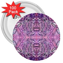 Biro On Pink Symmetry 3  Buttons (100 Pack)  by kaleidomarblingart