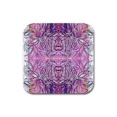 Biro On Pink Symmetry Rubber Square Coaster (4 Pack)  by kaleidomarblingart