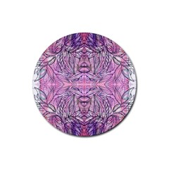 Biro On Pink Symmetry Rubber Round Coaster (4 Pack)  by kaleidomarblingart