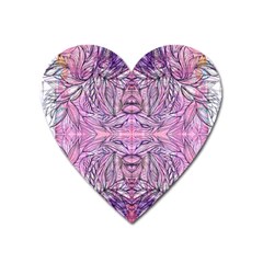 Biro On Pink Symmetry Heart Magnet by kaleidomarblingart