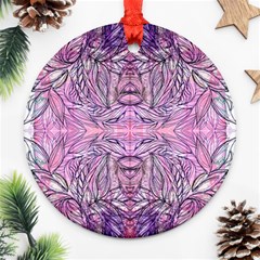 Biro On Pink Symmetry Round Ornament (two Sides) by kaleidomarblingart