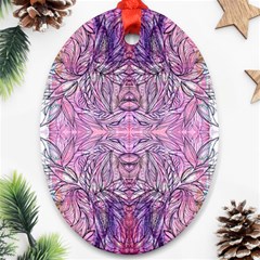 Biro On Pink Symmetry Oval Ornament (two Sides) by kaleidomarblingart