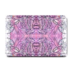 Biro On Pink Symmetry Small Doormat  by kaleidomarblingart