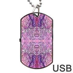 Biro On Pink Symmetry Dog Tag Usb Flash (two Sides) by kaleidomarblingart