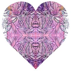 Biro On Pink Symmetry Wooden Puzzle Heart by kaleidomarblingart