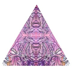 Biro On Pink Symmetry Wooden Puzzle Triangle by kaleidomarblingart