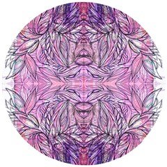 Biro On Pink Symmetry Wooden Puzzle Round by kaleidomarblingart