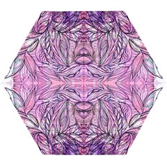 Biro On Pink Symmetry Wooden Puzzle Hexagon by kaleidomarblingart