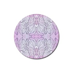 Pink Biro Repeats I Rubber Coaster (round)  by kaleidomarblingart