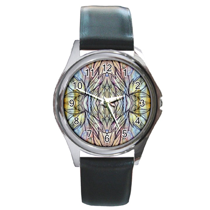 Ink Paint Repeats Round Metal Watch