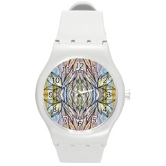 Ink Paint Repeats Round Plastic Sport Watch (m) by kaleidomarblingart