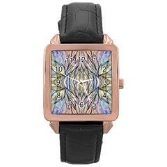 Ink Paint Repeats Rose Gold Leather Watch  by kaleidomarblingart