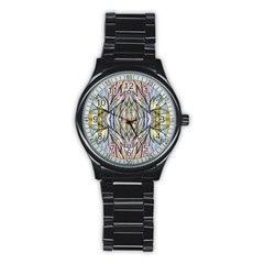 Ink Paint Repeats Stainless Steel Round Watch by kaleidomarblingart