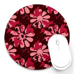 Folk Flowers Art Pattern  Round Mousepads by Eskimos