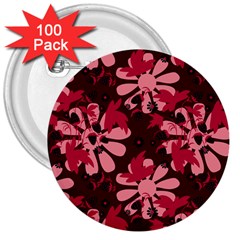 Folk Flowers Art Pattern  3  Buttons (100 Pack)  by Eskimos