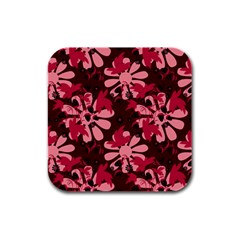 Folk Flowers Art Pattern  Rubber Square Coaster (4 Pack)  by Eskimos