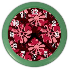 Folk Flowers Art Pattern  Color Wall Clock by Eskimos