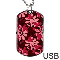 Folk Flowers Art Pattern  Dog Tag Usb Flash (two Sides) by Eskimos