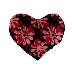 Folk Flowers Art Pattern  Standard 16  Premium Flano Heart Shape Cushions by Eskimos