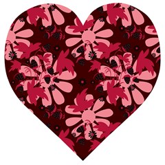 Folk Flowers Art Pattern  Wooden Puzzle Heart by Eskimos