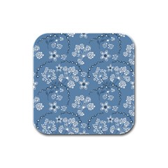 Folk Flowers Art Pattern  Rubber Square Coaster (4 Pack)  by Eskimos