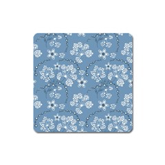 Folk Flowers Art Pattern  Square Magnet by Eskimos