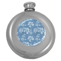 Folk Flowers Art Pattern  Round Hip Flask (5 Oz) by Eskimos