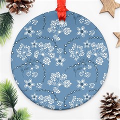 Folk Flowers Art Pattern  Round Ornament (two Sides) by Eskimos