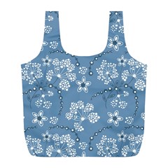 Folk Flowers Art Pattern  Full Print Recycle Bag (l) by Eskimos