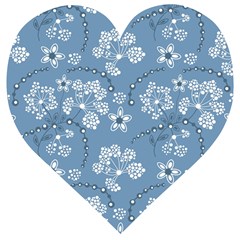 Folk Flowers Art Pattern  Wooden Puzzle Heart by Eskimos