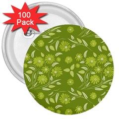 Folk Flowers Art Pattern  3  Buttons (100 Pack)  by Eskimos