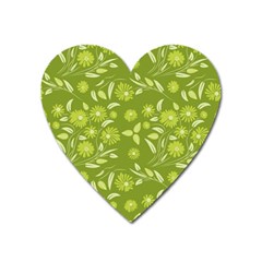 Folk Flowers Art Pattern  Heart Magnet by Eskimos