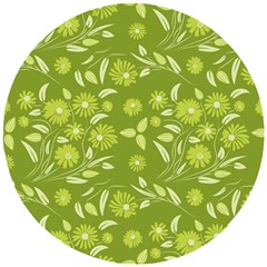 Folk Flowers Art Pattern  Wooden Puzzle Round by Eskimos