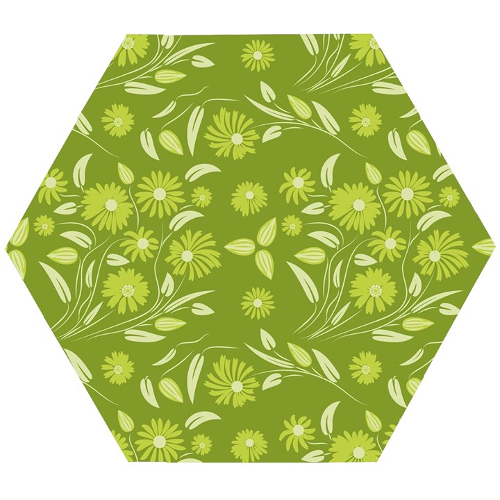 Folk flowers art pattern  Wooden Puzzle Hexagon