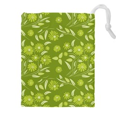 Folk Flowers Art Pattern  Drawstring Pouch (5xl) by Eskimos