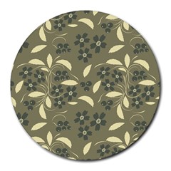 Folk Flowers Art Pattern  Round Mousepads by Eskimos